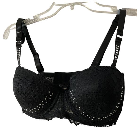 New Pure Beauty Size 38 C  Bra Rene Rofe Underwire Black Lace - Picture 1 of 6